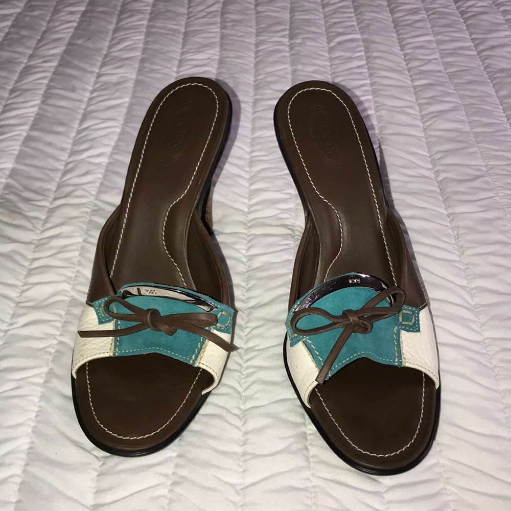 TOD’S open toe mule heels size 8 US